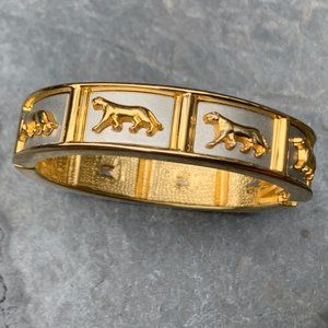 Chic Panther Gold-toned Hinged Bracelet